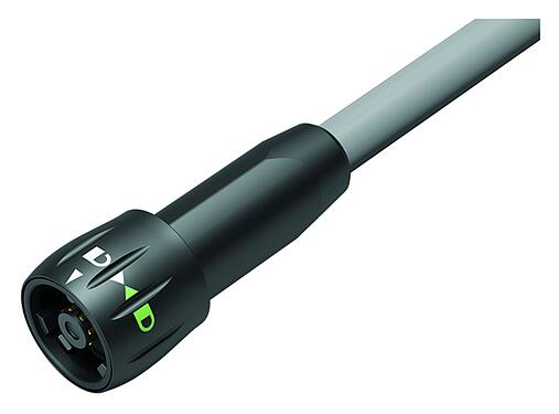 Abbildung 77 6005 0000 20008-0500 - Bajonett Kabelstecker, Polzahl: 8, ungeschirmt, löten, IP67, PVC, grau, 8 x 0,25 mm², 5 m
