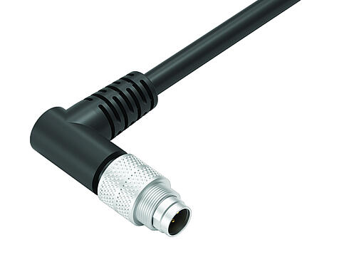 3D-aanzicht 79 1413 75 05 - M9 IP67 Male haakse connector, aantal polen: 5, afgeschermd, aan de kabel aangegoten, IP67, PUR, zwart, 5 x 0,25 mm², 5 m