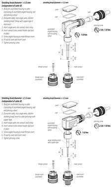 Assembly instructions 99 1433 824 04 - M12 Male angled connector, Contacts: 4, 5.0-8.0 mm, shieldable, crimping (Crimp contacts must be ordered separately), IP67, UL