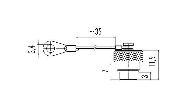 Scale drawing 08 0352 000 001 - M9 IP67 - Protection cap for flange socket