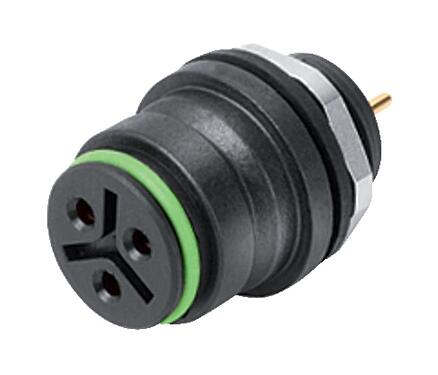 Illustration Snap-In Female panel mount connector, Contacts: 8, unshielded, THT, IP67, VDE, M12x1.0, Front mounting