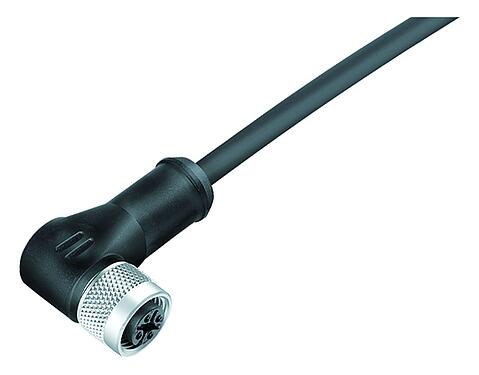Illustration 77 3534 0000 50705-0200 - M12 Female angled connector, Contacts: 5, shielded, moulded on the cable, IP67, UL 2238, PUR, black, 5 x 0.25 mm², 2 m