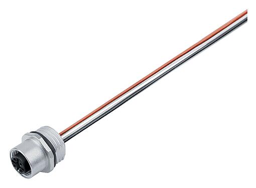 Illustration M12 Female panel mount connector, Contacts: 4, unshielded, single wires, IP68, UL 2238, M16x1.5, Front mounting