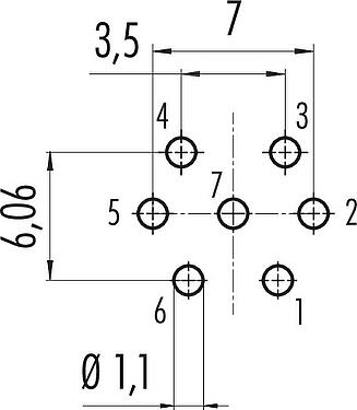지휘자 레이아웃 M16 플랜지 리셉터클, 콘택트 렌즈: 7 (07-a), 차폐되지 않음, THT, IP40, M18x0,75, 후면 월 마운팅
