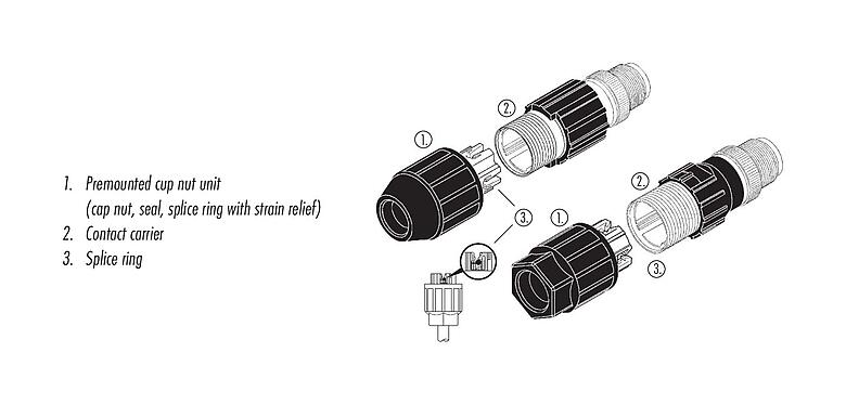 Instrucción de montaje 99 0527 14 04 - M12 Conector de cable macho, Número de contactos: 4, 4,0-8,0 mm, sin blindaje, IDC, IP67