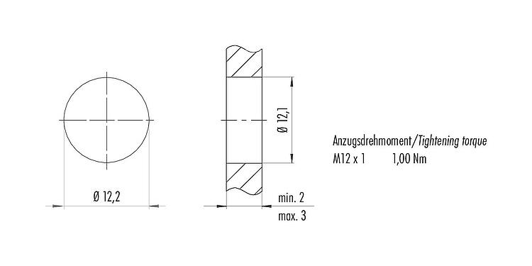 Montageanleitung / Montageausschnitt 99 3482 458 08 - M12 Flanschdose, Polzahl: 8, schirmbar, THR, IP68, UL, für die Leiterplattenmontage