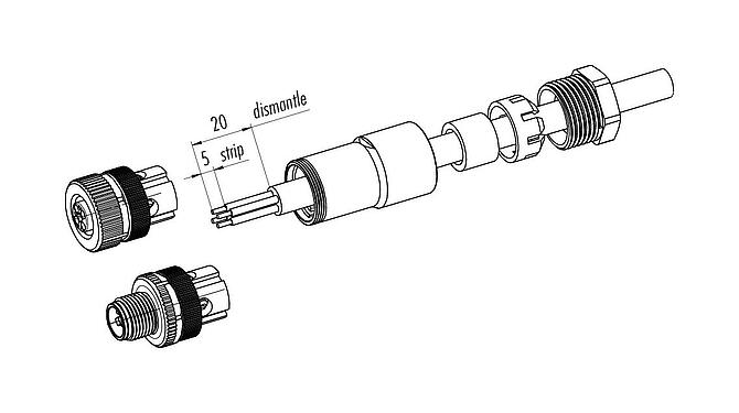 Assembly instructions 99 0629 19 04 - M12 Male cable connector, Contacts: 4, 8.0-10.0 mm, unshielded, screw clamp, IP67, UL, VDE