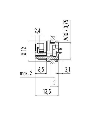 Disegno in scala 09 9477 00 07 - Baionetta Connettore maschio a flangia, Numero poli: 7, non schermato, saldare, IP40