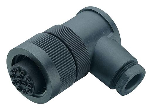 Illustration RD30 Female angled connector, Contacts: 12+PE, 12.0-14.0 mm, unshielded, solder, IP65