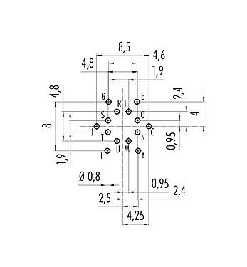Disposition du conducteur 09 0054 90 14 - M16 Embase femelle, Contacts: 14 (14-b), non blindé, THT, IP40, Montage frontal