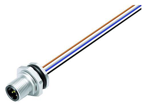 Illustration 76 2631 1111 00005-0200 - M12 Embase mâle, Contacts: 5, non blindé, fils, IP68, UL 2238, M16x1,5, Montage mural arrière, Acier inoxydable