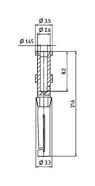 Desenho da escala 61 0898 139 - RD24 / Bayonet HEC - Contacto de tomada, 100 pcs.; Série 692/693/696