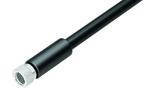 Illustration M8 Connecteur femelle, Contacts: 8, blindé, surmoulé sur le câble, IP67/IP69K, M8x1,0, PUR, noir, 8 x 0,25 mm², 2 m