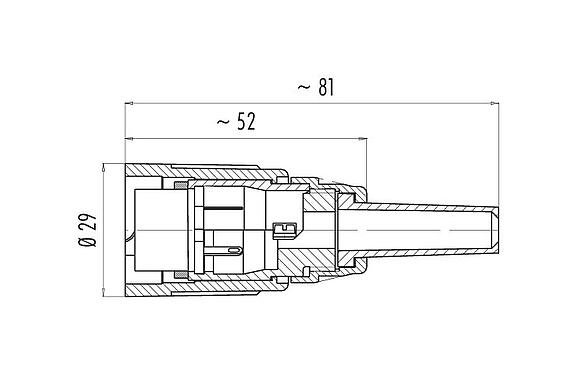 Desenho da escala 09 0064 00 07 - Baioneta Tomada de cabo, Contatos: 7, 5,0-8,0 mm, blindável, solda, IP40
