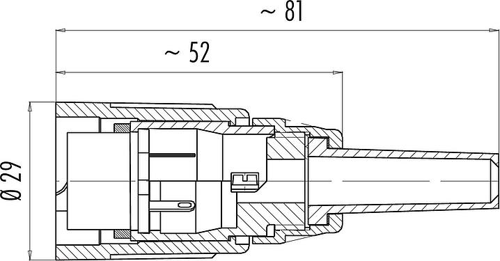 Desenho da escala Baioneta Tomada de cabo, Contatos: 5, 5,0-8,0 mm, blindável, solda, IP40