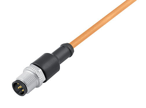 Abbildung 77 3429 0000 80003-0500 - M12 Kabelstecker, Polzahl: 3, ungeschirmt, am Kabel angespritzt, IP68, UL, PUR, orange, 3 x 0,34 mm², für Schweißanwendungen, 5 m