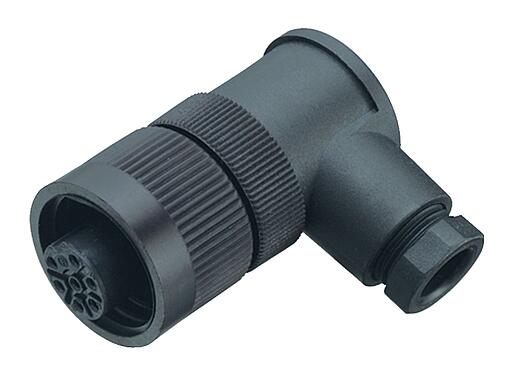 Abbildung 99 0202 70 07 - RD24 Winkeldose, Polzahl: 6+PE, 6,0-8,0 mm, ungeschirmt, crimpen (Crimpkontakte müssen separat bestellt werden), IP67, PG 9