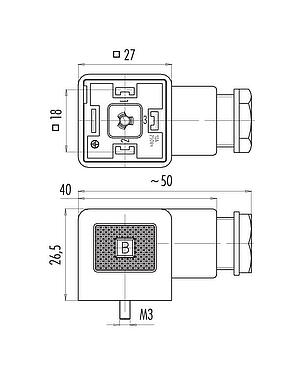 Maßzeichnung 43 1770 006 03 - Gerätesteckdose, Polzahl: 2+PE, 6,0-8,0 mm, ungeschirmt, schraubklemm, IP40 ohne Dichtung, VDE, ESTI+