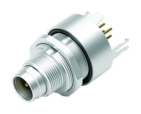 Illustration M9 Male panel mount connector, Contacts: 4, shieldable, THT, IP67, M12x0.5, Rear mounting, potted