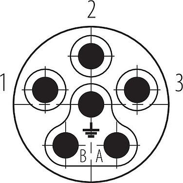 Uspořádání kontaktů (strana zástrčky) Bajonet Zástrčka kabelu, : 6 (3+PE+2), 7,0-14,0 mm, stínitelné, šroubovací svorka, IP67 zapojený a uzamčení, UL 2237