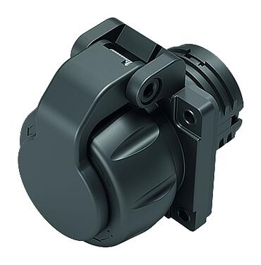 Ilustração Baioneta Soquete de flange, Contatos: 4+PE, desprotegido, crimpado (os contactos de crimpdevem ser encomendados separadamente), IP68/IP69K, UL 2238, VDE, Montagem frontal, UV-Beständig