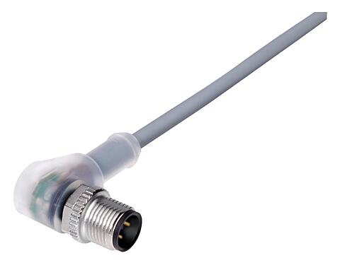 Ábrák 77 3627 0000 20003-0500 - M12 derékszögű csatlakozó, : 3, árnyékolatlan, kábelre öntött, IP69K, UL 2238, PVC, szürke, 3 x 0,34 mm², LED PNP záróval, 5 m