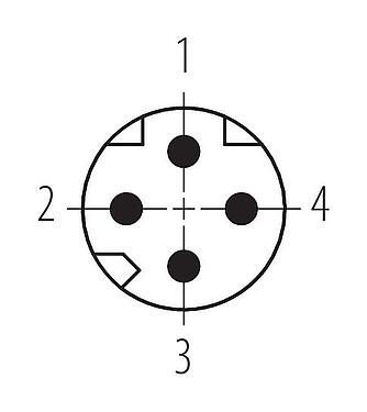 Kontaktarrangemang (anslutningssidan) 86 6321 1120 00404 - M8 Flänsplugg, antal poler: 4, kan skärmas, THT, IP67
