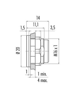 Schaaltekening 08 2636 000 001 - Snap-In Adapter, onafgeschermd, Frontaansluiting