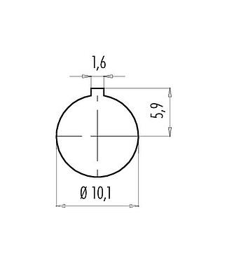 Assembly instructions / Panel cut-out Bayonet Female panel mount connector, Contacts: 2, unshielded, solder, IP40, M10x0.75, Front mounting