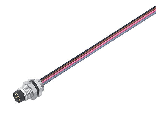 Illustration 76 6119 1111 00003-0200 - M8 Male panel mount connector, Contacts: 3, unshielded, single wires, IP67, UL, front fastened