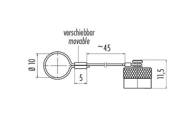 Rysunek z wymiarami Nakładka ochronna, IP67, dla męskie złącze kablowe proste