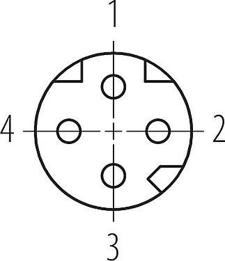Disposition des contacts (Côté plug-in) M8 Connecteur femelle, Contacts: 4, 5,0-8,0 mm, blindable, pince à visser, IP67, M8x1,0, ressort à iris