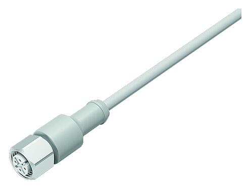 插图 M12 直头孔头电缆连接器, 极数: 8, 非屏蔽, 预铸电缆, IP67/IP69K, UL 2238, Ecolab, PVC, 灰色, 8x0.25mm², 不锈钢, 2m