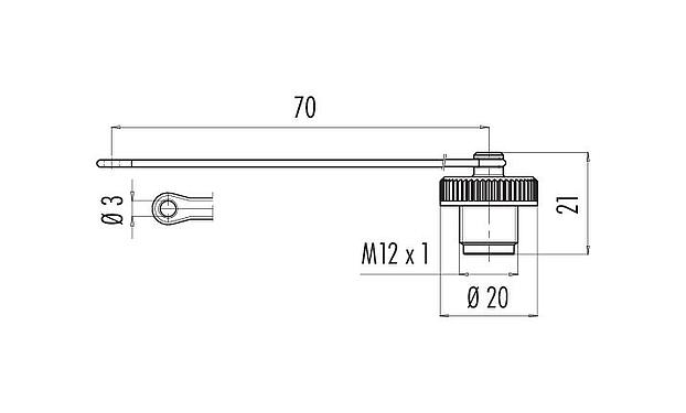 Méretarányos rajz 08 2616 000 000 - M12-A/B/D/K/K/L/S/T/US/X - Protective cap for flange socket
