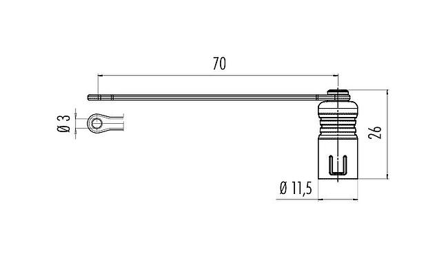 Scale drawing Protecting cap, IP67, for female panel mount connector