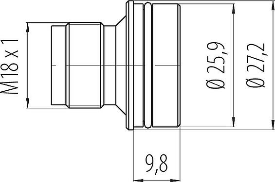 Schaaltekening M18 Adapterstekker, aantal polen: 4, onafgeschermd, soldeer, IP67