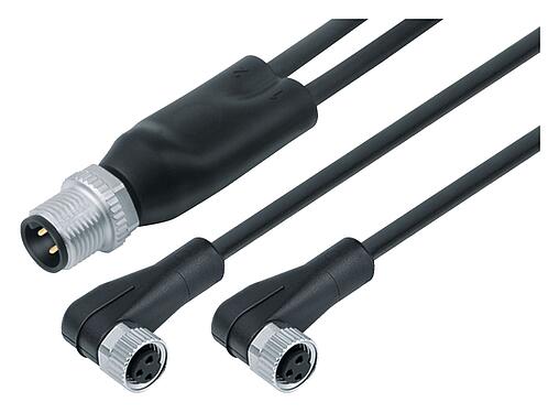 插圖 77 9829 3408 50003-0100 - M12/M8 公頭電纜分線器 - 2 個母頭彎角連接器, : 4/3, 非遮罩, 預鑄電纜, IP67, UL 2238, PUR, 黑色, 3x0.34mm², 1m