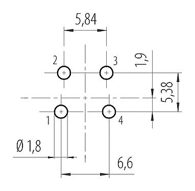 Disposición del conductor 7/8" Enchufe de brida, Número de contactos: 4, sin blindaje, THT, IP68, UL 2238, VDE, Montaje en pared, moldeado