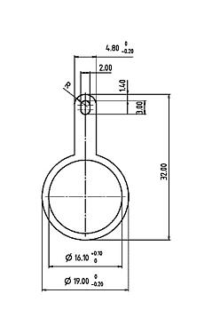Méretarányos rajz 04 0735 124 - M12-A/B/D/K/K/L/S/T/US/X - Shielding plate for flange connectors, screwable from rear, M16x1.5