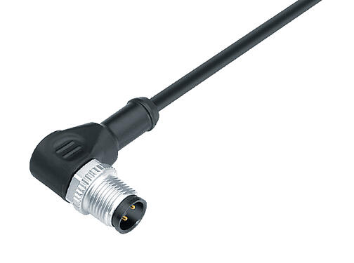 Illustration 77 3427 0000 50005-1000 - M12-A Male angled connector, Contacts: 5, unshielded, moulded on the cable, IP69K, UL, PUR, black, 5 x 0.34 mm², 10 m