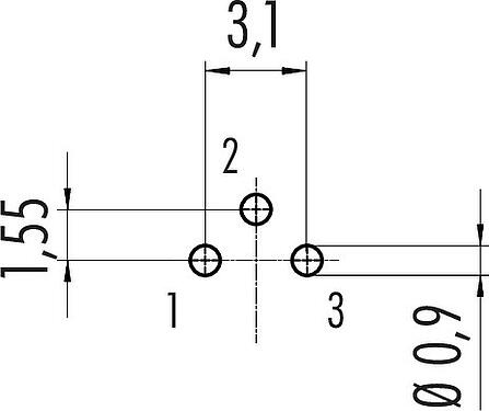 Disposition du conducteur M9 Embase femelle, Contacts: 3, non blindé, THT, IP40, M9x0,5, Montage frontal