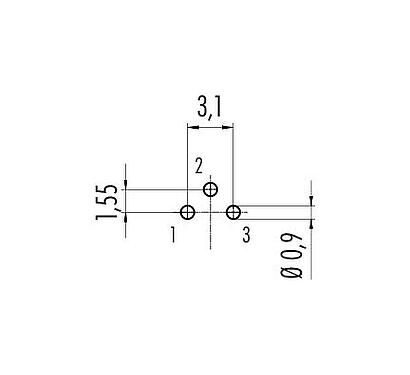 Johtimen malli 09 0078 20 03 - M9 Laippapistorasia, Napojen määrä: 3, suojaamaton, THT, IP40