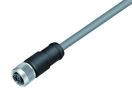 Illustration 77 3530 0000 20708-0500 - M12 Connecteur femelle, Contacts: 8, blindé, surmoulé sur le câble, IP67, UL, PVC, gris, 8 x 0,25 mm², 5 m