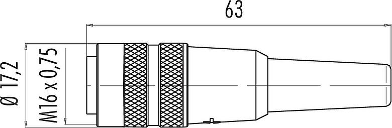 Schaaltekening M16 Kabeldoos, aantal polen: 14 (14-b), 3,0-6,0 mm, onafgeschermd, soldeer, IP40
