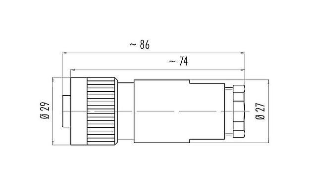 Schaaltekening RD24 Kabeldoos, aantal polen: 6+PE, 12,0-14,0 mm, onafgeschermd, krimpen (krimpcontacten dienen afzonderlijk te worden besteld), IP67, UL, ESTI+, VDE, PG 16