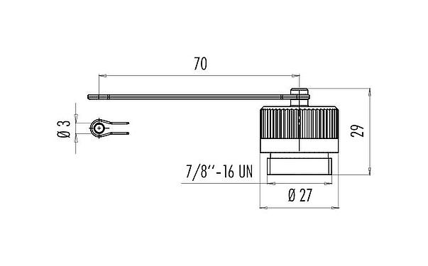 Dessin coté 08 2811 000 000 - 7/8" ; - Capuchon de protection pour emboîtement à bride ; Série 820/870