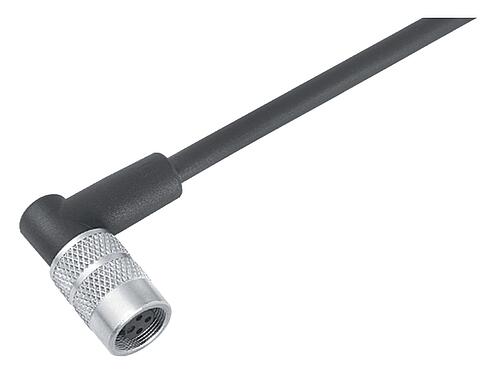 Ilustração M9 Tomada angular, Contatos: 5, desprotegido, moldado no cabo, IP67, PUR, preto, 5 x 0,25 mm², 2 m