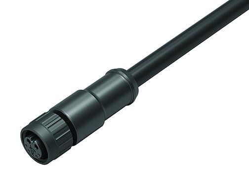 Illustration 77 8406 0000 30709-0185 - M12 Connecteur femelle, Contacts: 2+7, surmoulé sur le câble, IP67, PUR, noir, Power: 2 x 0,75 (AWG 18), Signal: 7 x 0,14 (AWG 26), 1,85 m