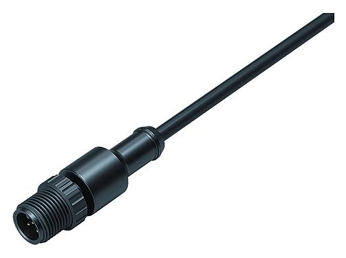 Illustration 77 3419 0000 50005-0200 - M12 Male cable connector, Contacts: 5, unshielded, moulded on the cable, IP69K, UL, PUR, black, 5 x 0.34 mm², 2 m