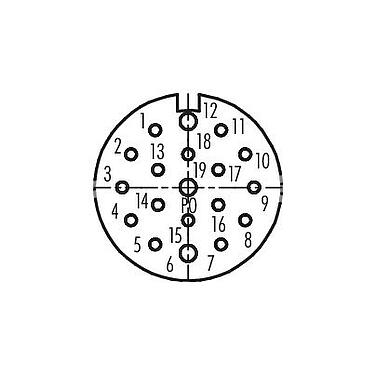 联系安排 (外掛程式側) 99 4634 00 19 - M23 孔头法兰座, 极数: 19, 非屏蔽, 焊接, IP67, 板前安装